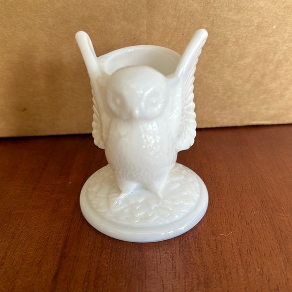 Kitchen Vintage Westmoreland White Milk Glass Owl Toothpick Holder